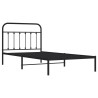 Cadre de lit métal sans matelas avec tête de lit noir 107x203cm 