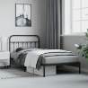 Cadre de lit métal sans matelas avec tête de lit noir 107x203cm 