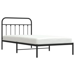Cadre de lit métal sans matelas avec tête de lit noir 107x203cm 