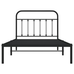 Cadre de lit métal sans matelas avec tête de lit noir 107x203cm 