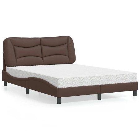 Lit avec matelas marron 120x200 cm similicuir 