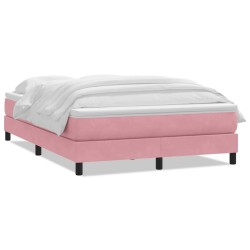 Sommier à lattes de lit avec matelas rose 160x210 cm velours 