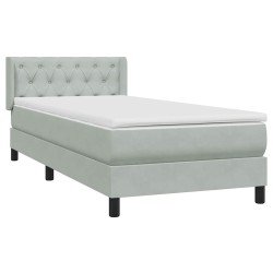 Sommier à lattes de lit et matelas gris clair 80x210 cm velours 