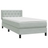 Sommier à lattes de lit et matelas gris clair 80x210 cm velours 