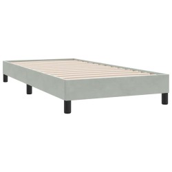 Sommier à lattes de lit et matelas gris clair 80x210 cm velours 