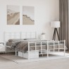 Cadre de lit métal sans matelas et pied de lit blanc 150x200 cm 