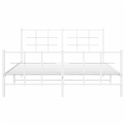 Cadre de lit métal sans matelas et pied de lit blanc 150x200 cm 