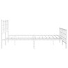 Cadre de lit métal sans matelas et pied de lit blanc 150x200 cm 