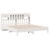 Lit bibliothèque sans matelas blanc 200x200 cm bois pin massif 