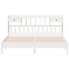 Lit bibliothèque sans matelas blanc 200x200 cm bois pin massif 