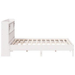 Lit bibliothèque sans matelas blanc 200x200 cm bois pin massif 