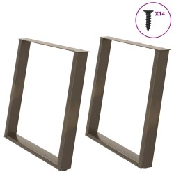 Pieds de table à manger en forme de U, 2 pièces, acier naturel, 100 x (72-73) cm 