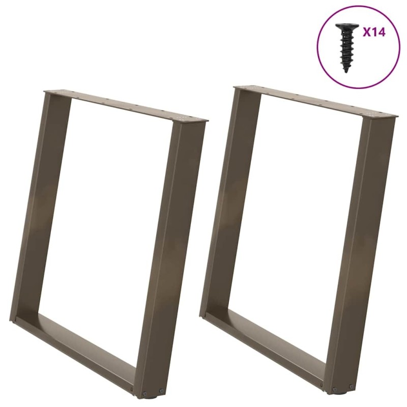 Pieds de table à manger en forme de U, 2 pièces, acier naturel, 100 x (72-73) cm 