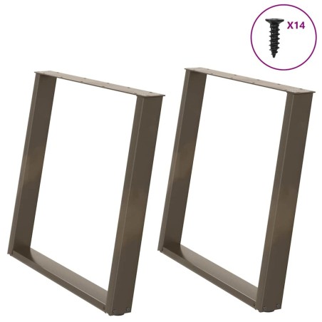 Pieds de table à manger en forme de U, 2 pièces, acier naturel, 100 x (72-73) cm 