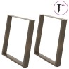 Pieds de table à manger en forme de U, 2 pièces, acier naturel, 100 x (72-73) cm 