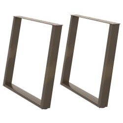 Pieds de table à manger en forme de U, 2 pièces, acier naturel, 100 x (72-73) cm 