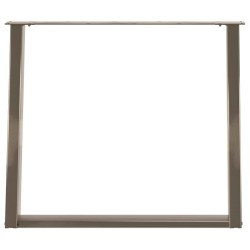 Pieds de table à manger en forme de U, 2 pièces, acier naturel, 100 x (72-73) cm 