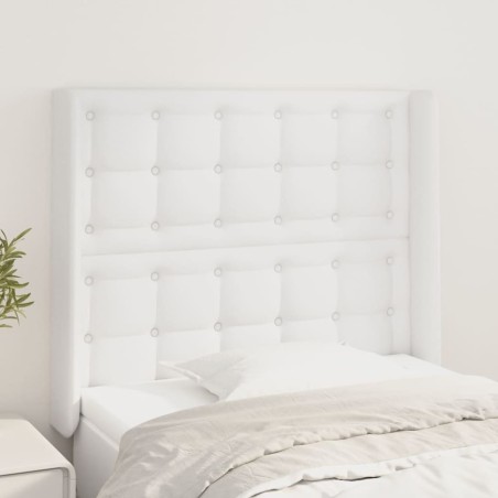 Tête de lit avec oreilles Blanc 93x16x118/128 cm Similicuir 