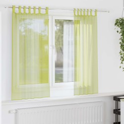 Rideaux en voile avec passants 2 pcs vert pomme 