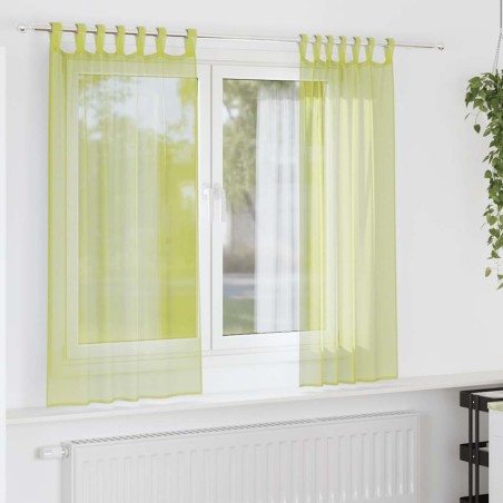 Rideaux en voile avec passants 2 pcs vert pomme 