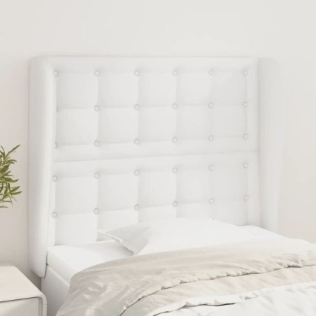 Tête de lit avec oreilles Blanc 93x23x118/128 cm Similicuir 