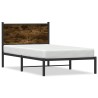 Cadre de lit en métal sans matelas chêne fumé 107x203 cm 