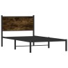Cadre de lit en métal sans matelas chêne fumé 107x203 cm 