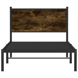 Cadre de lit en métal sans matelas chêne fumé 107x203 cm 