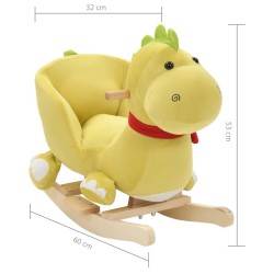 Dragon à bascule avec dossier Peluche 60x32x53 cm Vert citron 