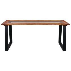 Table à manger 180x90x75 cm Bois d'acacia massif et verre 