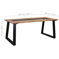 Table à manger 180x90x75 cm Bois d'acacia massif et verre 