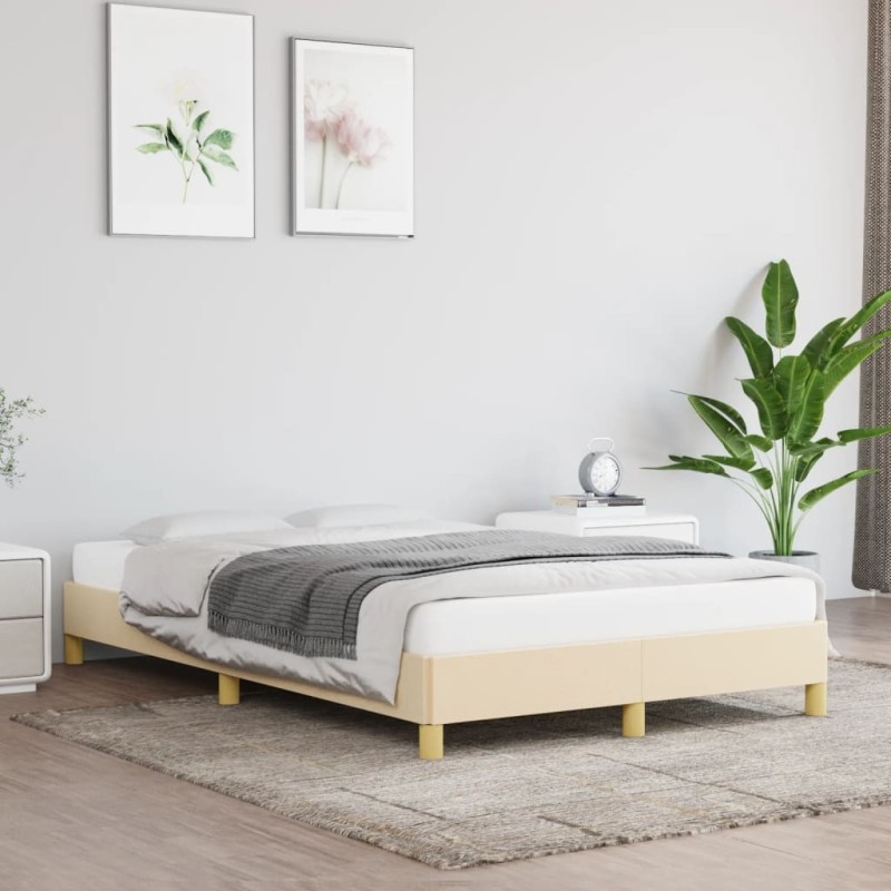 Cadre de lit sans matelas crème 120x190 cm tissu Cadre de lit sans matelas crème 120x190 cm tissu