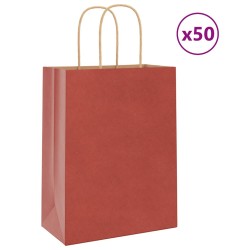 Sacs en papier 50 pcs avec poignées rouge 21x11x28 cm 