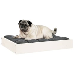 Lit pour chien Blanc 61,5x49x9 cm Bois de pin solide 