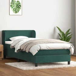 Sommier à lattes de lit et matelas vert foncé 90x220 cm velours 