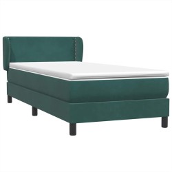 Sommier à lattes de lit et matelas vert foncé 90x220 cm velours 