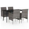 Ensemble à manger de jardin et coussins 5pcs Gris/noir 