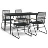 Ensemble à manger de jardin 5 pcs Noir Rotin PVC 