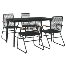 Ensemble à manger de jardin 5 pcs Noir Rotin PVC 