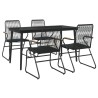 Ensemble à manger de jardin 5 pcs Noir Rotin PVC 
