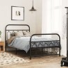 Cadre de lit métal sans matelas avec pied de lit noir 107x203cm 
