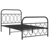 Cadre de lit métal sans matelas avec pied de lit noir 107x203cm 