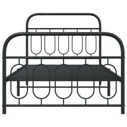 Cadre de lit métal sans matelas avec pied de lit noir 107x203cm 