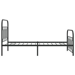 Cadre de lit métal sans matelas avec pied de lit noir 107x203cm 