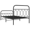 Cadre de lit métal sans matelas avec pied de lit noir 107x203cm 