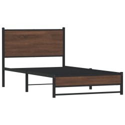 Cadre de lit en métal sans matelas chêne marron 107x203 cm 