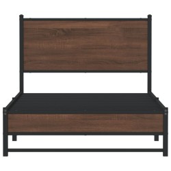 Cadre de lit en métal sans matelas chêne marron 107x203 cm 