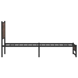 Cadre de lit en métal sans matelas chêne marron 107x203 cm 