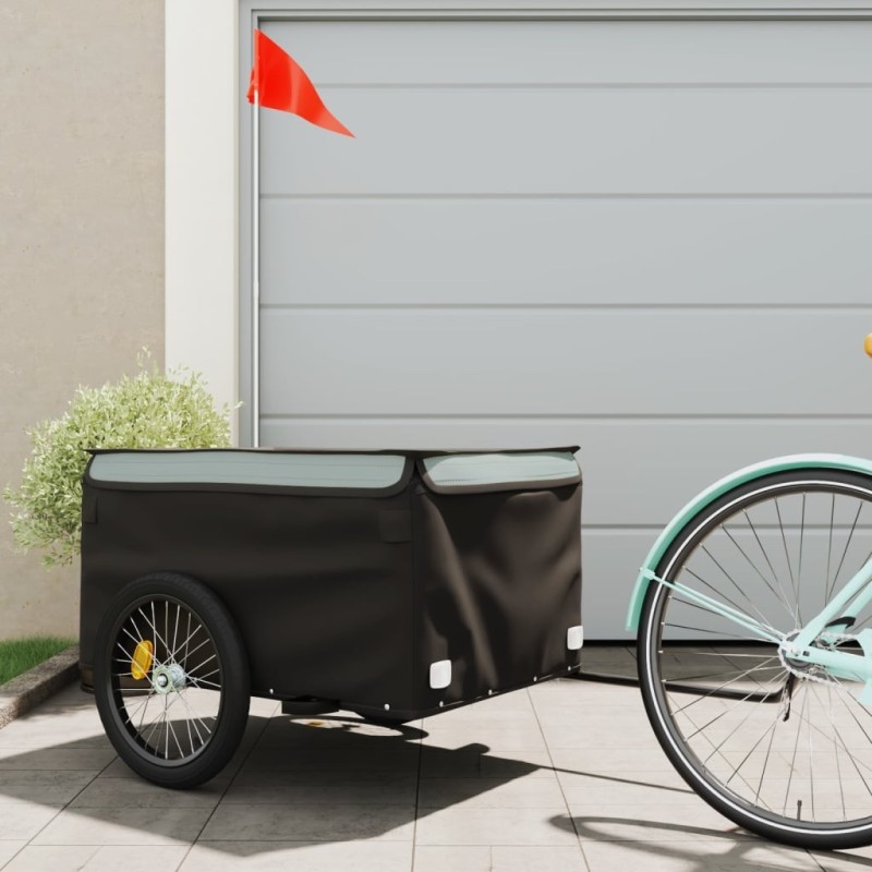 Remorque de vélo noir et gris 45 kg fer 
