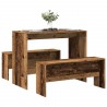 Ensemble table à manger et bancs 3 pcs bois d'ingénierie 